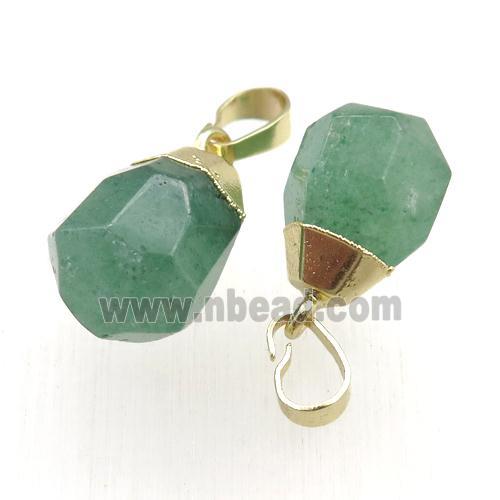 green Aventurine pendant, faceted teardrop