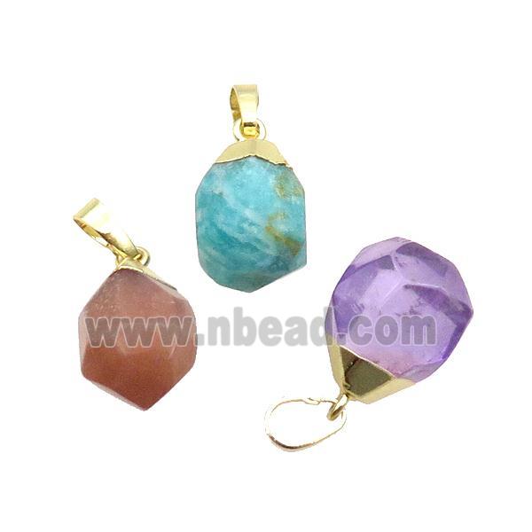 mixed Gemstone pendant, faceted teardrop