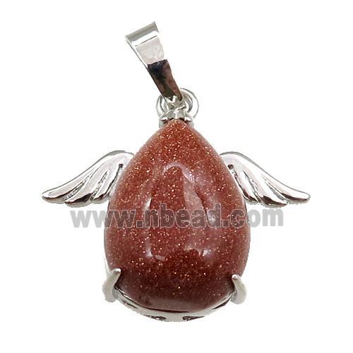 gold sandstone angel pendant, platinum plated