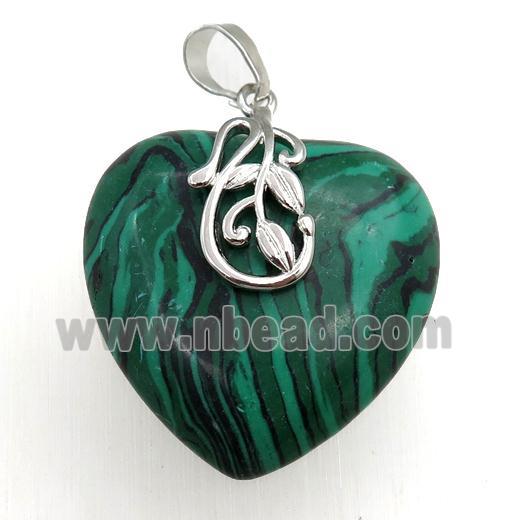 synthetic malachite heart pendant