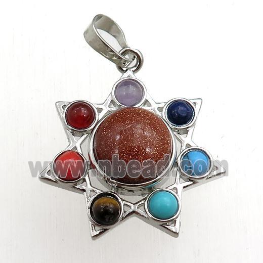 gold sandstone chakra pendant, platinum plated