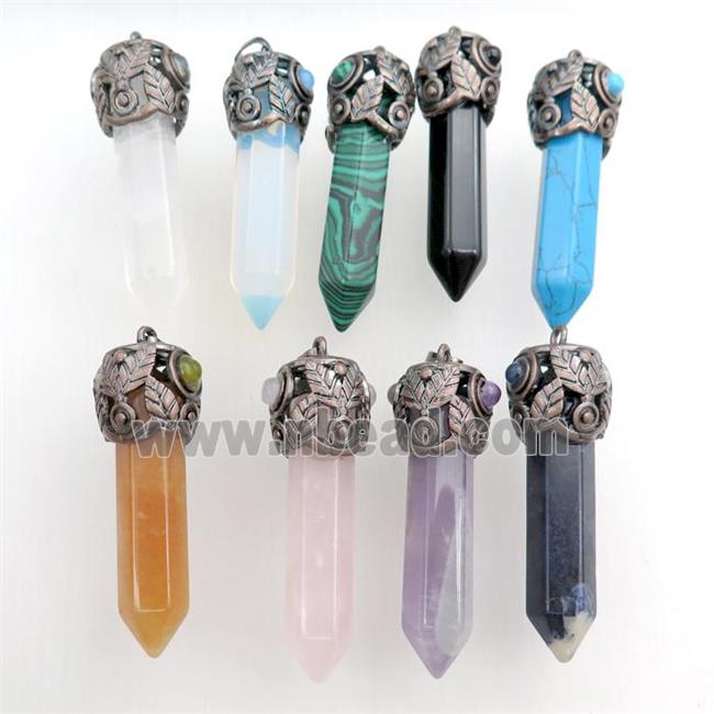 mixed gemstone bullet pendant