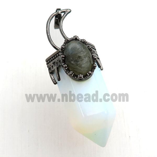 white opalite bullet pendant