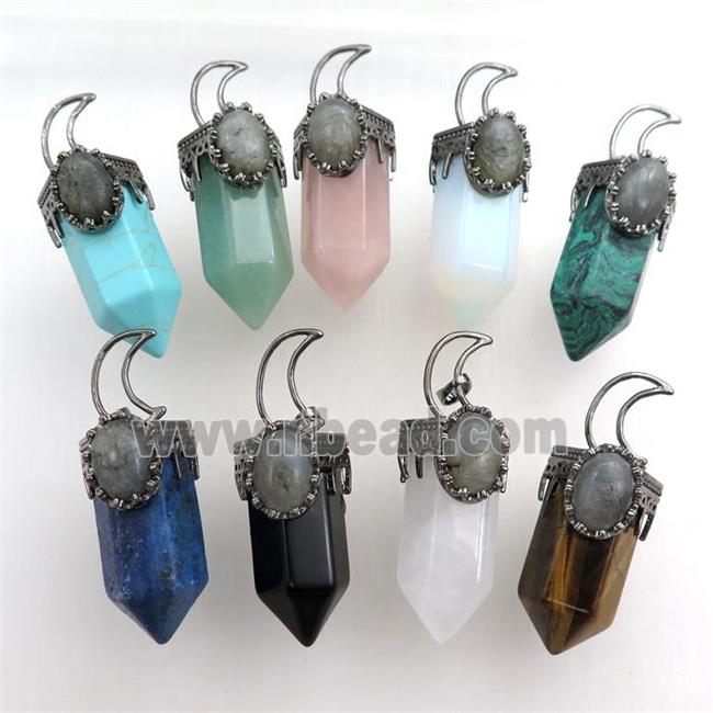 mix gemstone bullet pendant