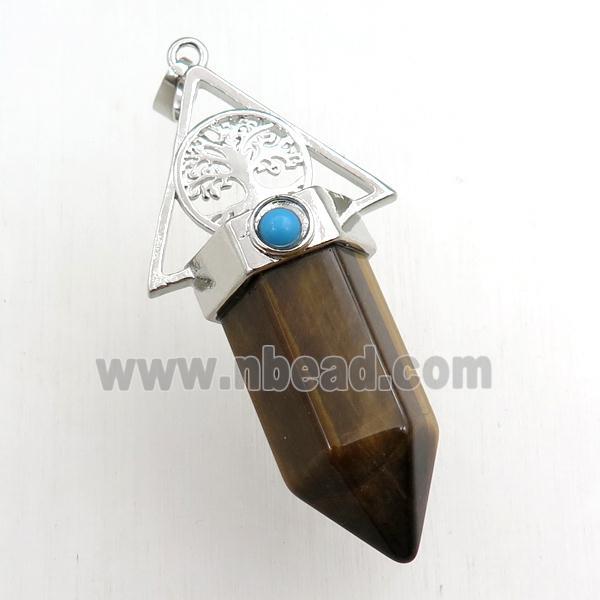 tiger eye stone bullet pendant