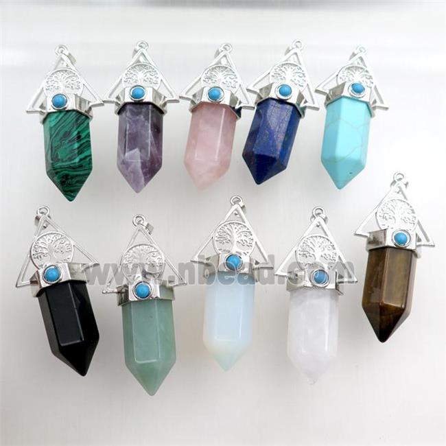 mixed gemstone bullet pendant