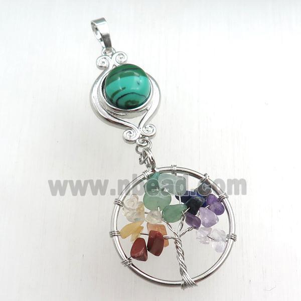 malachite chakra pendant with tree of life