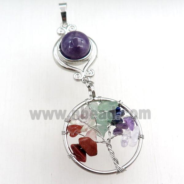 amethyst chakra pendant with tree of life