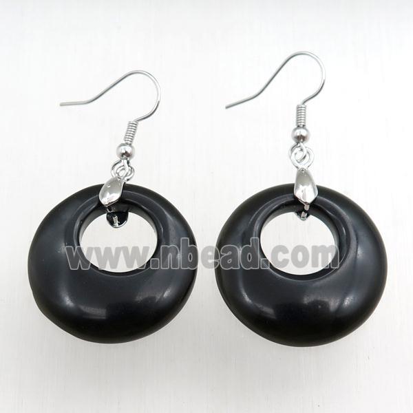 hook earring with black onyx agate 