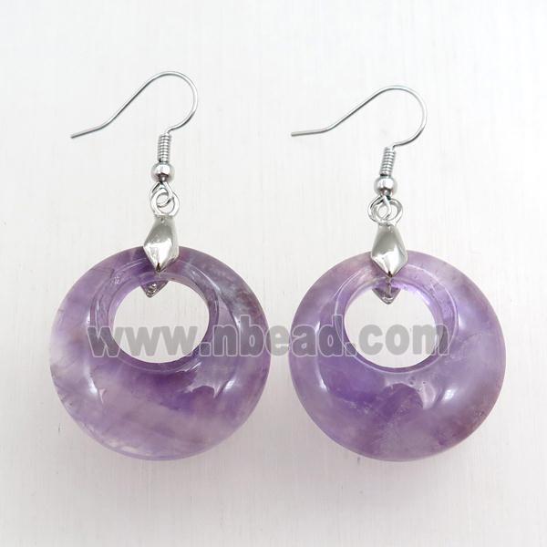 hook earring with amethyst