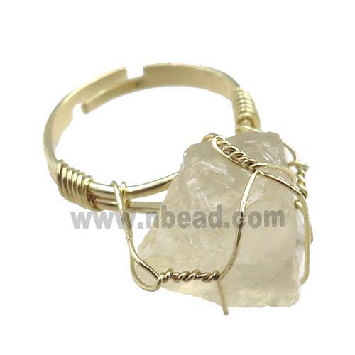 lemon quartz Rings, adjustable, wier wrapped