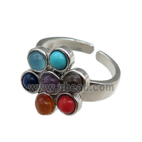 gemstone chakra Rings, adjustable