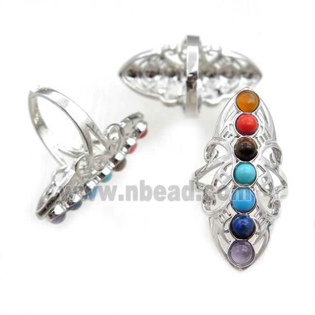 gemstone chakra Rings, adjustable