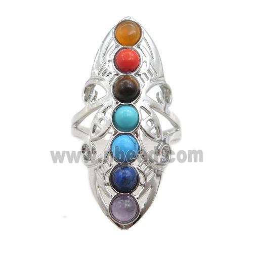 gemstone chakra Rings, adjustable