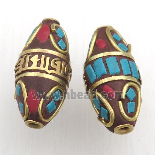 tibetan style beads, brass, rice