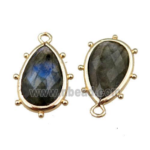 labradorite pendant, faceted teardrop pendant, gold plated