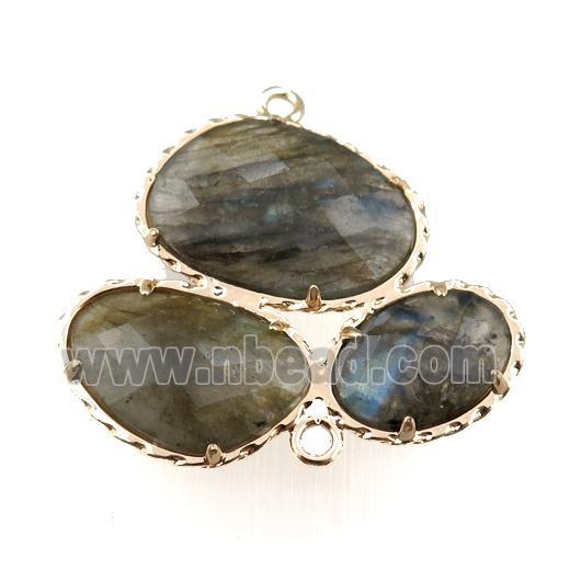 Labradorite connector, gold plated