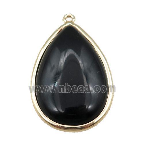 black Onyx Agate teardrop pendant