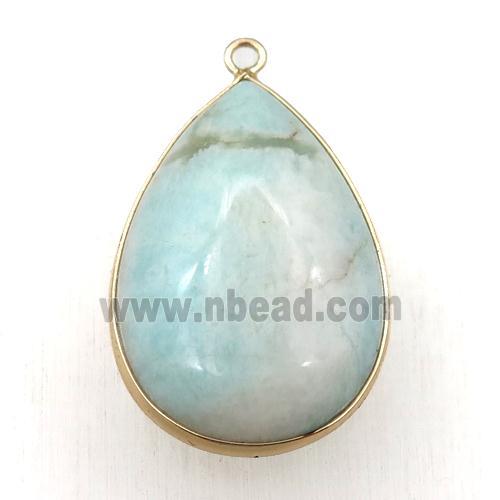 green Amazonite teardrop pendant