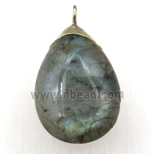 Labradorite teardrop pendant, gold plated