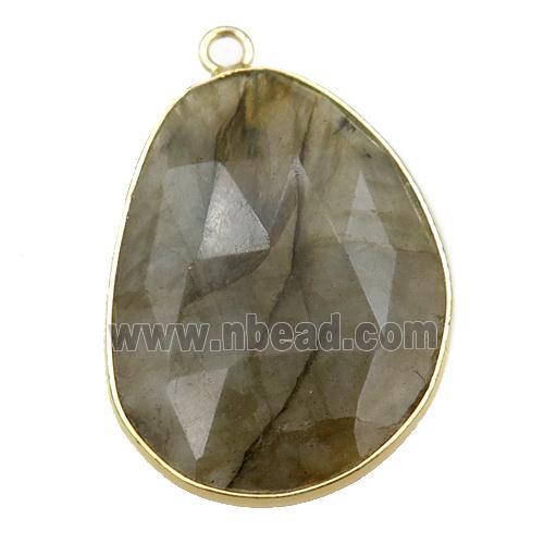 Labradorite pendant, faceted teardrop