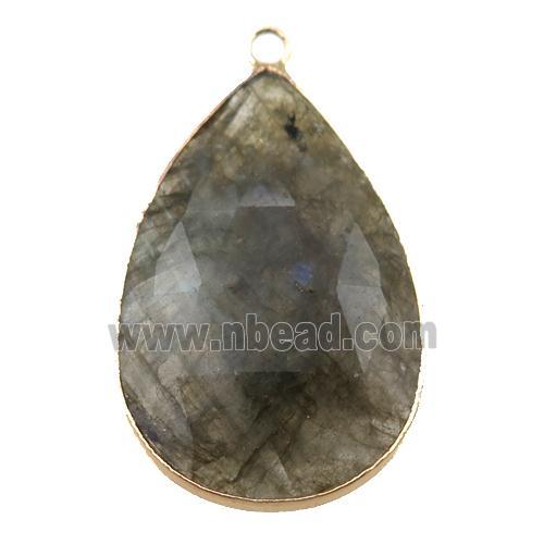 Labradorite pendant, faceted teardrop