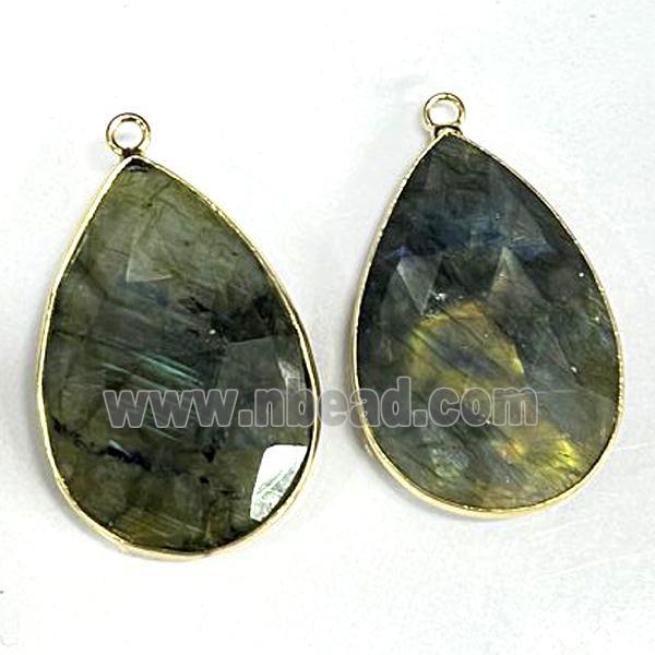 Labradorite pendant, faceted teardrop