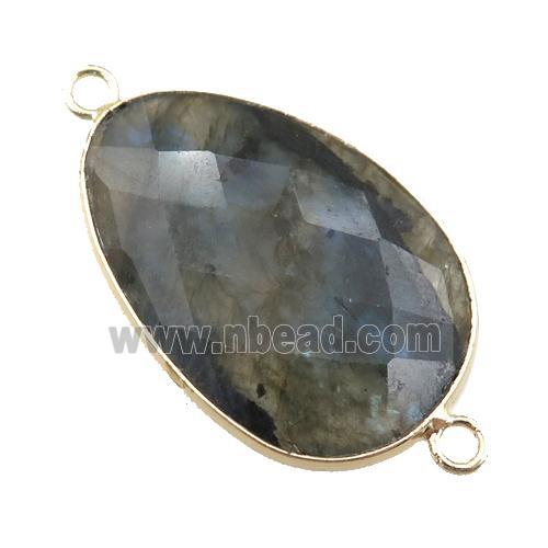 Labradorite connector, faceted teardrop