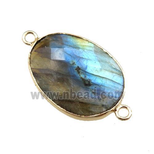 Labradorite connector, faceted oval