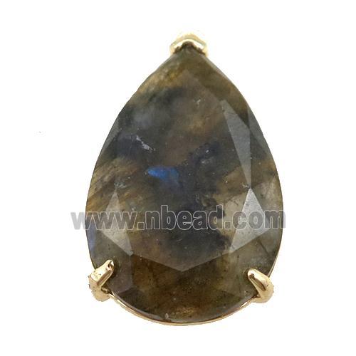 Labradorite pendant, faceted teardrop