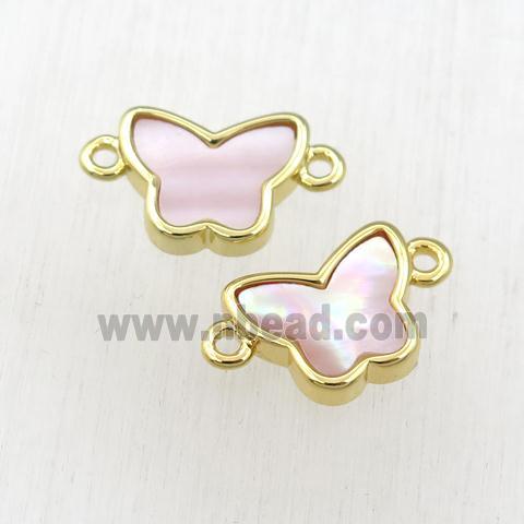 pink Queen Shell butterfly connector, gold plated