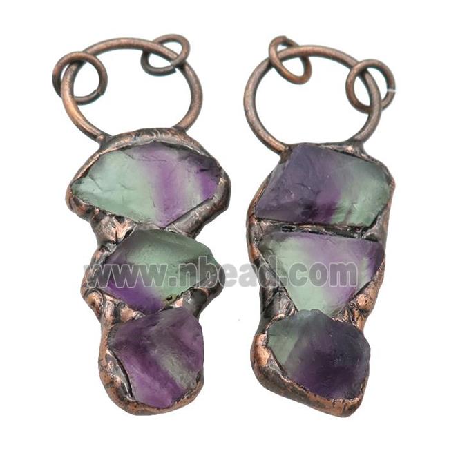 Multicolor Fluorite Nugget Pendant Antique Red