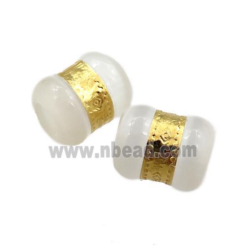 white cats eye stone tube beads with large hole