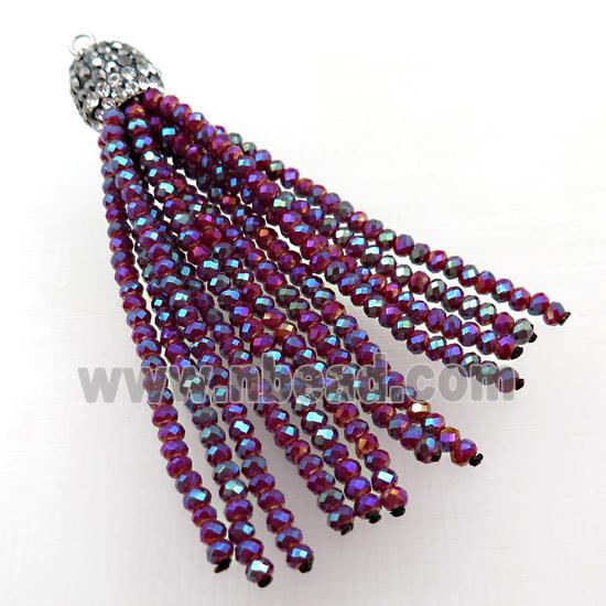 Tassel pendant with red crystal glass