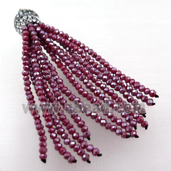 Tassel pendant with darkred crystal glass