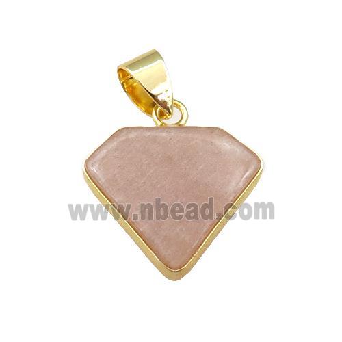 peach moonstone diamond pendant