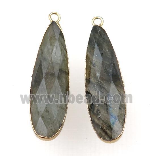 Labradorite teardrop pendant, gold plated