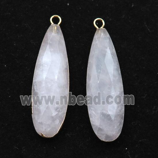 Rose Quartz teardrop pendant, gold plated