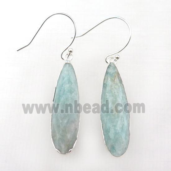 Amazonite Hook Earring, teardrop, silver plated