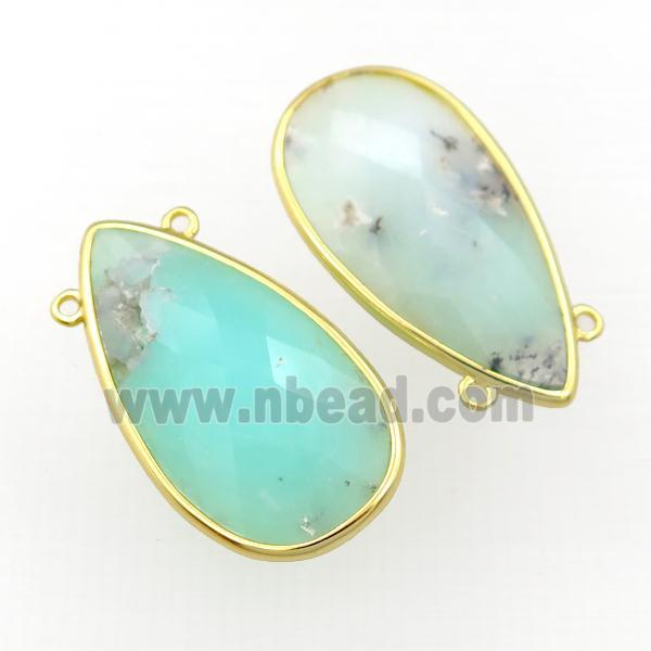 green Australian Chrysoprase pendant, faceted teardrop, gold plated