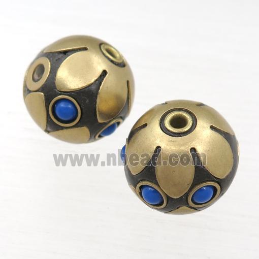 tibetan style brass round beads, lotus