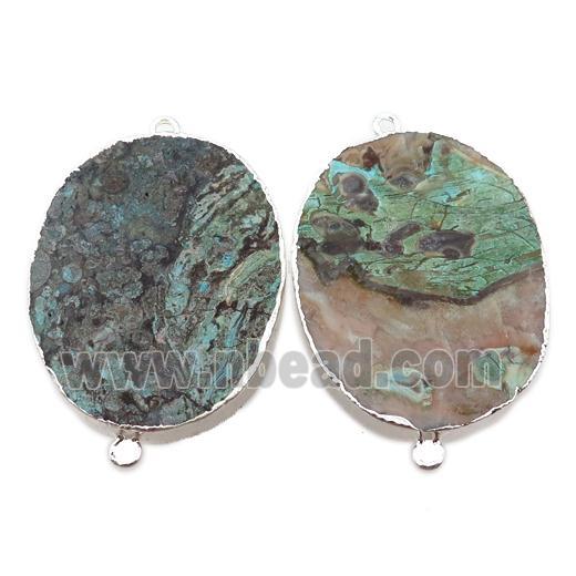 Ocean Jasper slice connector, silver plated