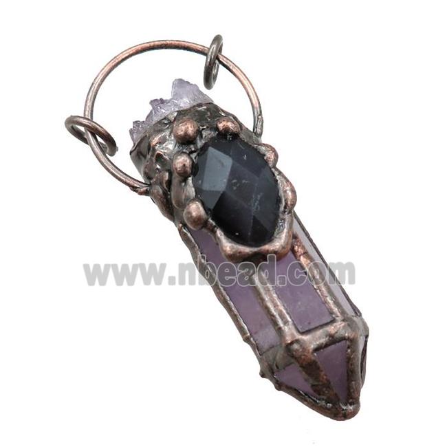 Amethyst bullet pendant, antique red