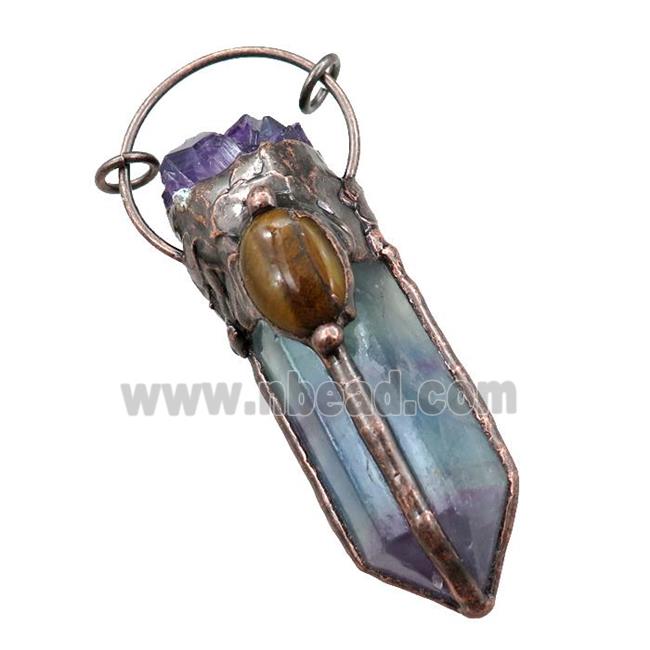 Fluorite bullet pendant, antique red