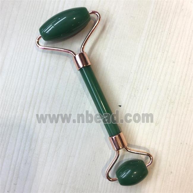 green Aventurine Roller GuaSha Massage Tools, rose gold