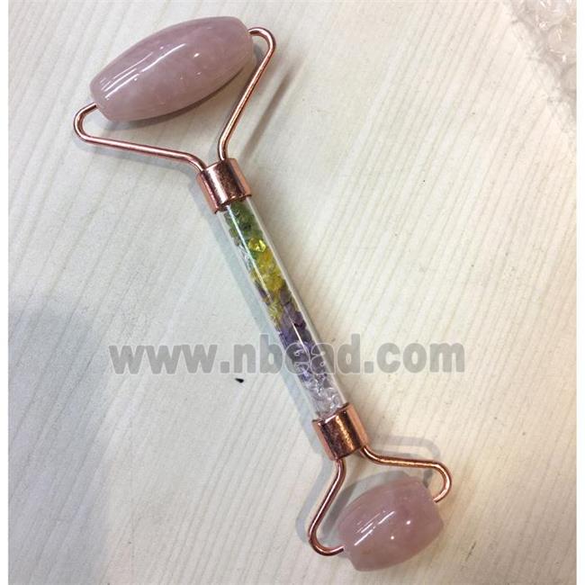 Rose Quartz Roller GuaSha Massage Tools, rose gold