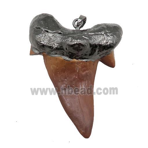 resin pendant, sharktooth, black plated