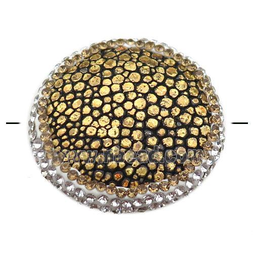 gold pu leather circle beads paved rhinestone, snakeskin