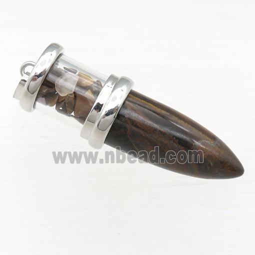 Tiger eye stone bullet pendant