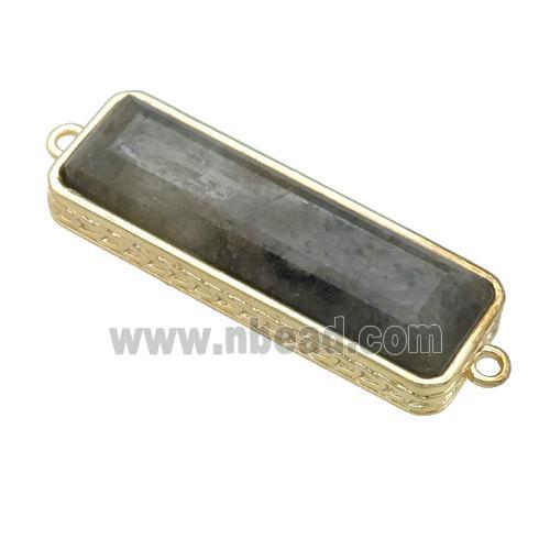 Labradorite rectangle connector, gold plated